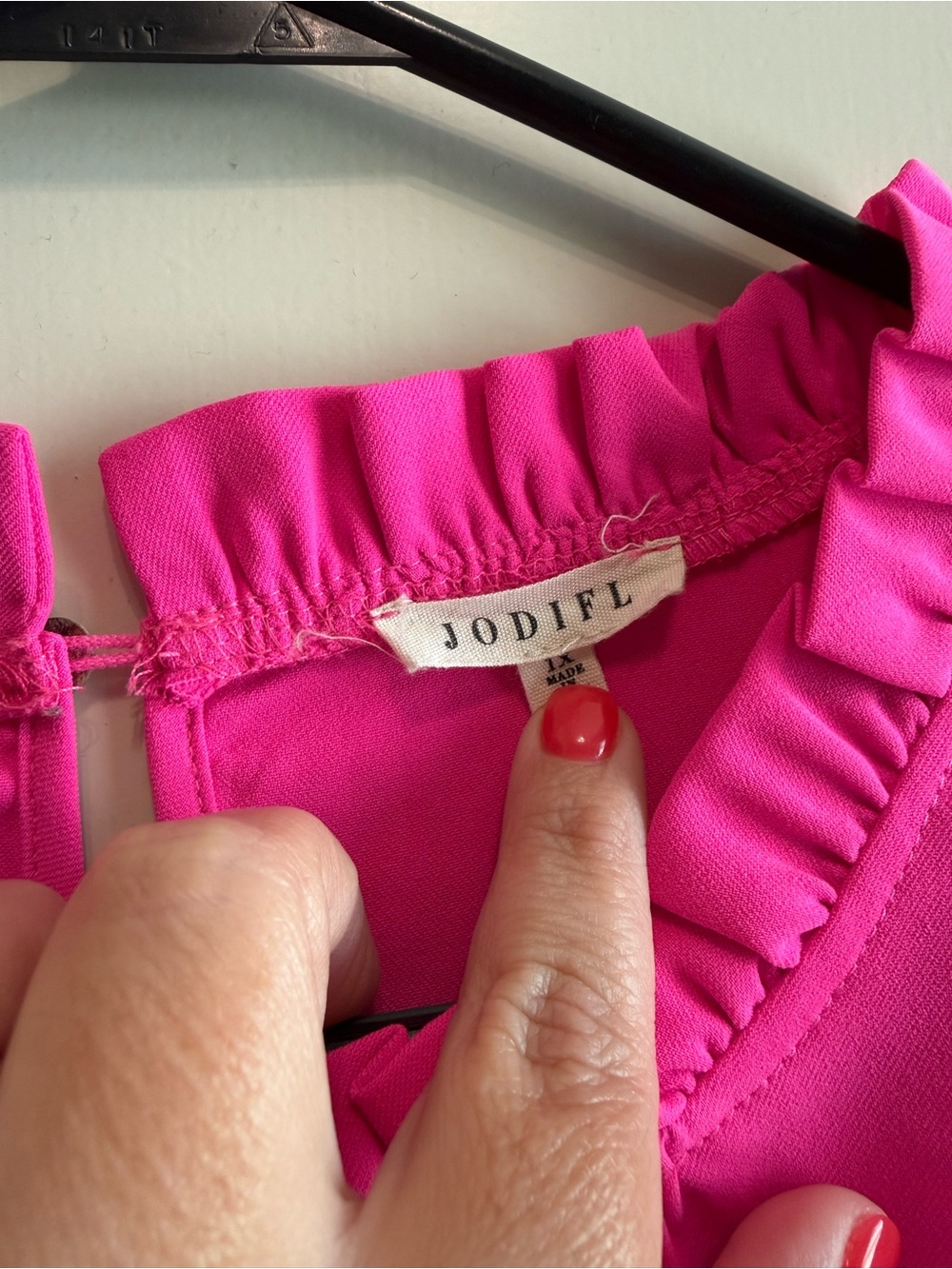 JODIFL Hot Pink Ruffle Sleeve Blouse - Picture 3 of 5
